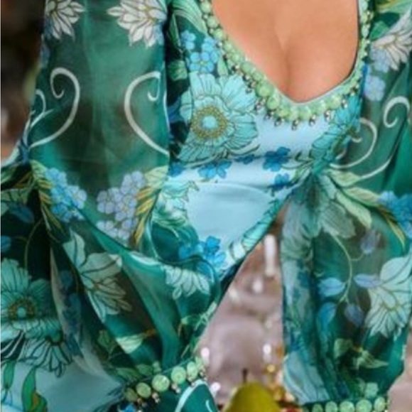 Organza Puff-Sleeve Embellished Shift Dress Multi size 8 - Picture 4 of 6